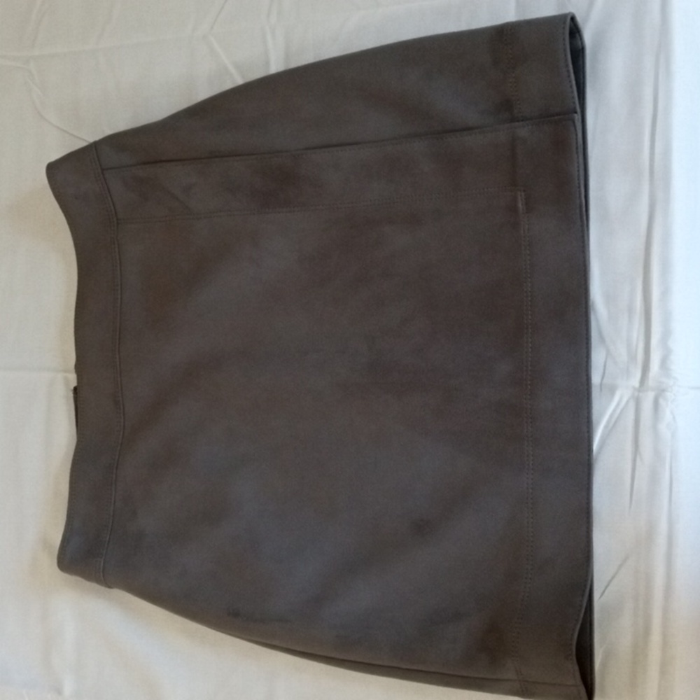 White House Black Market faux wrap vegan suede skirt in Smoked Pearl